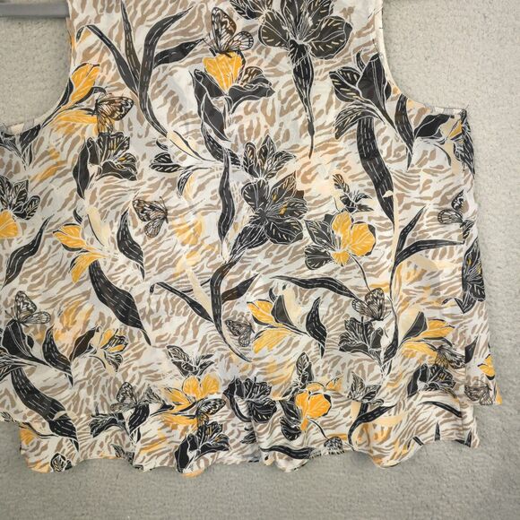 Attitudes by Renee Tank Top  Blouse Womens XL Yellow Brown V-Neck Lagenlook - Picture 15 of 15